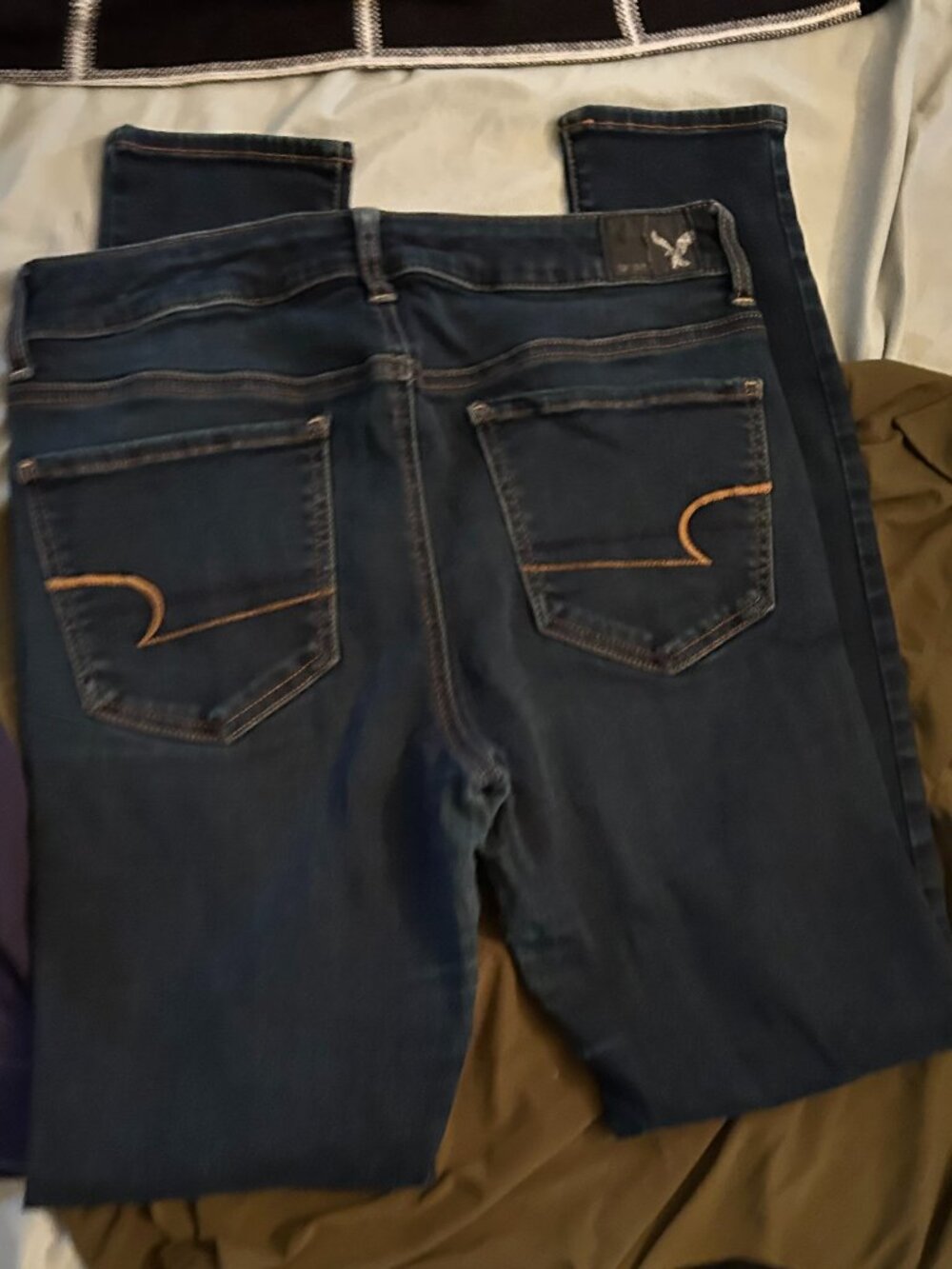 AEO size 10 tall long womens denim blue jeans pants ten ladies stretch jean
